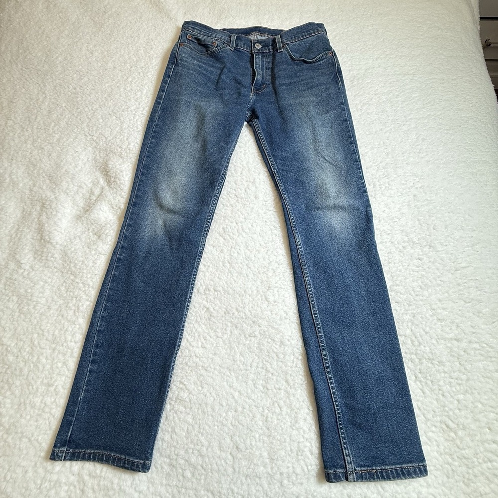 Levis 511 Jeans Men 33x32 Blue Denim Straight Slim Fit Stretch Dark Wash Casual